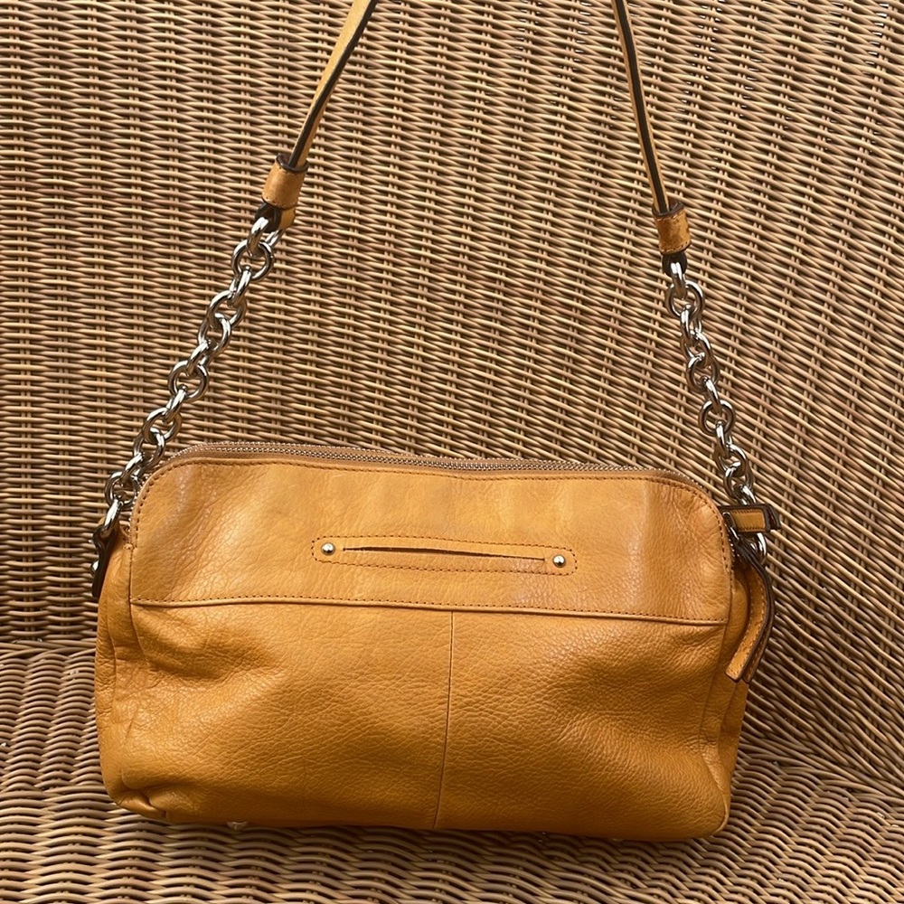 B Makowsky yellow Purse Womens Leather Glove Soft SATC Silver Hardware Bohemian - Picture 3 of 13